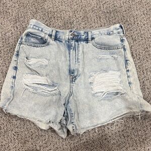 American Eagle Distressed Light Blue Denim Shorts